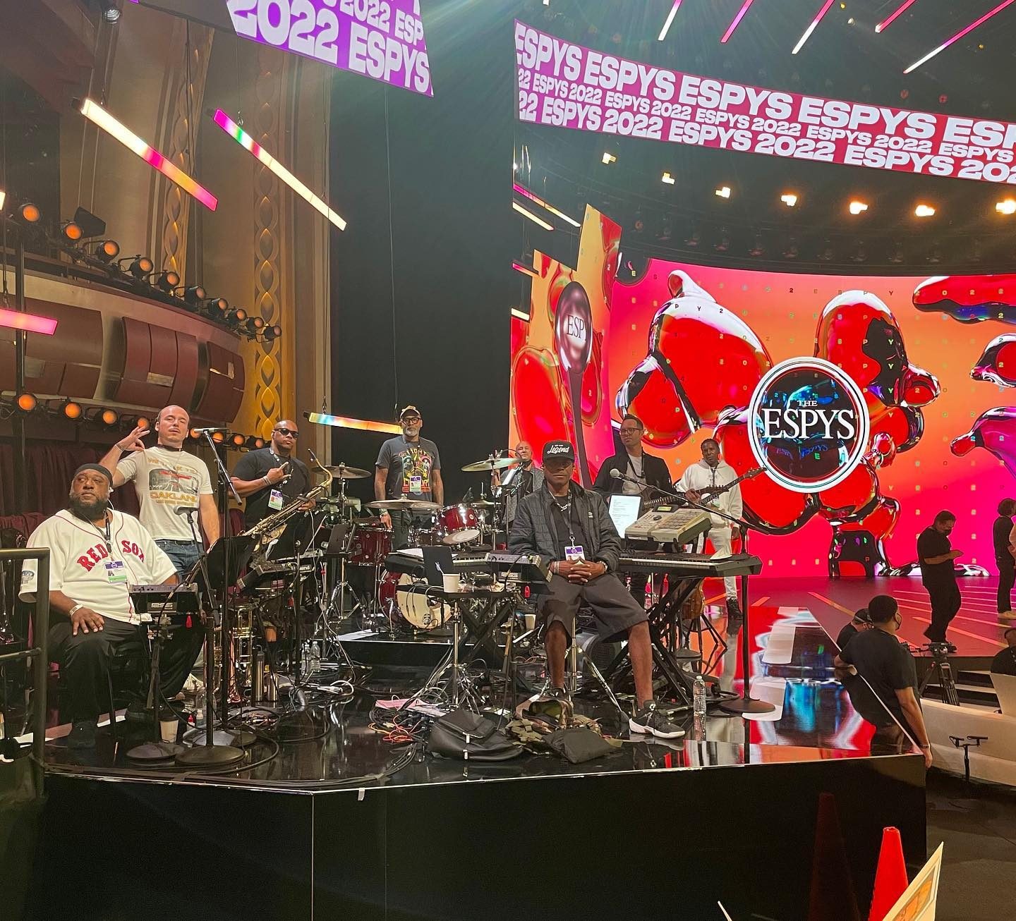 The House of Vibe All-Stars on the ESPYS stage beneath the 2023 ESPYS screens